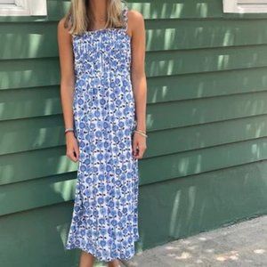Madison Mathews Chloe Dress | Blue Sunflower | Size Small